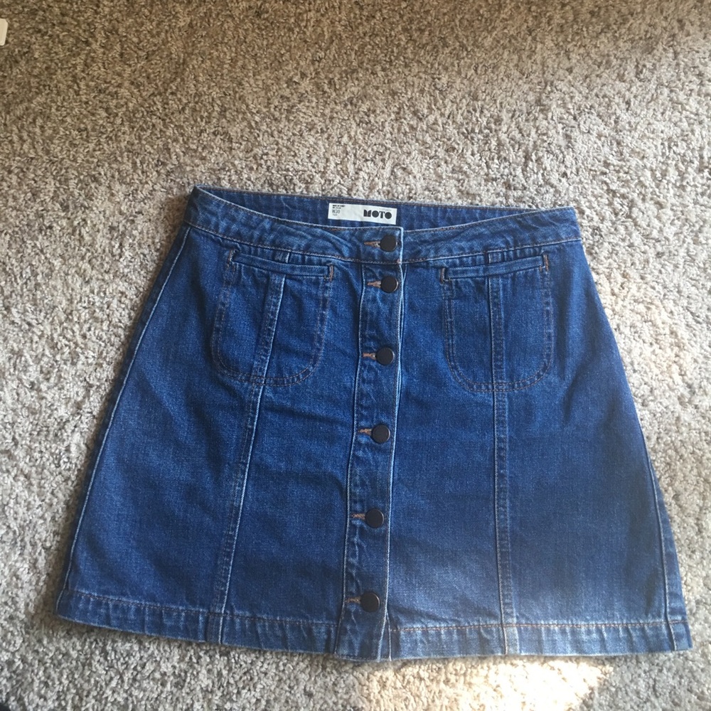 Topshop Button Down Mini Denim Skirt
